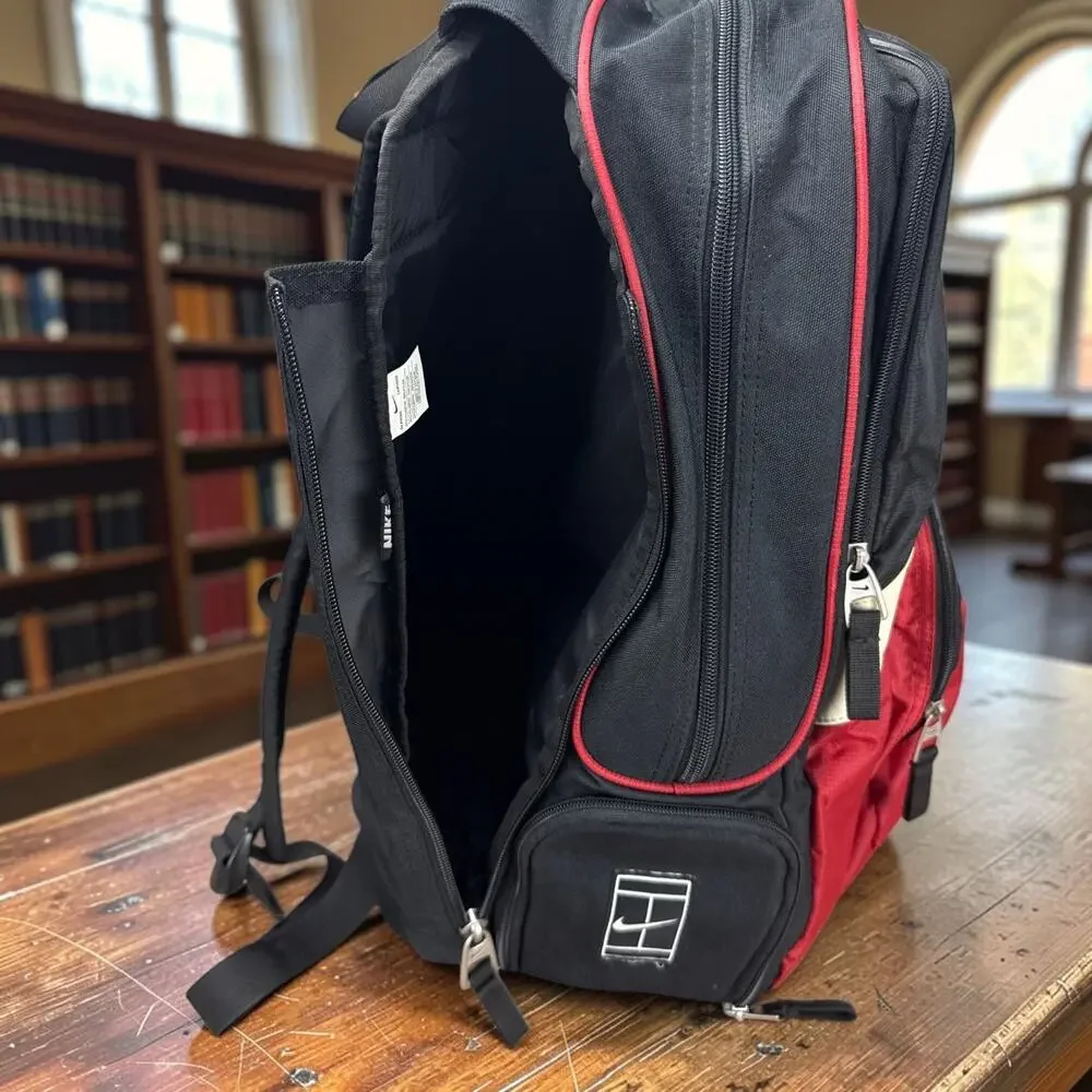 Vintage Nike Court Tennis Racquet Backpack Red Black Y2K Techwear Gorpcore 90s